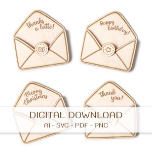 4 porta tarjetas de regalo SVG - archivo láser digital para porta tarjetas de regalo (descarga digital)