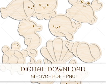 Sea World Sensory Bin SVG Files: Montessori Play Tray Designs (Digital Download)
