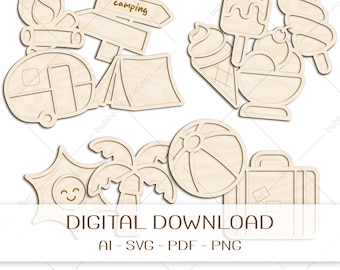 Summer Sensory Bin Laser Cut Files: Ice Cream, Camping (Digital Download)