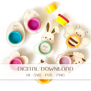 File di taglio - Supporto per pasta modellabile PRIMAVERA/PASQUA / Download digitale / Supporto per piccoli vasi di terracotta