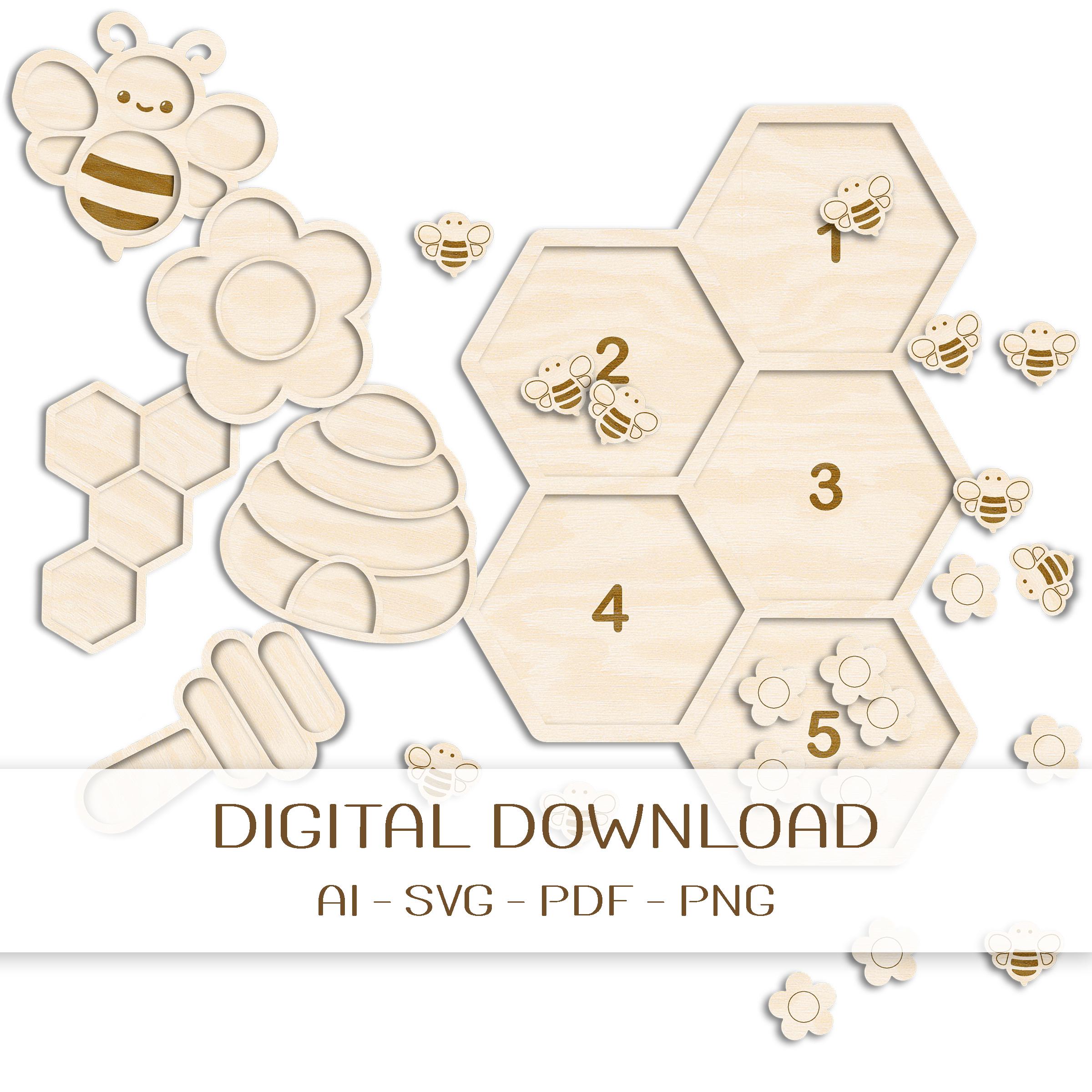 Bee & Honey Sensory Play Tray Laser Cut Files: Montessori Toys (Digital Download)