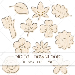 Laser File BLUMEN & BLÄTTER Spieltabletts | Kleinkindaktivitäten für sensorische bin | Digitaler Download SVG