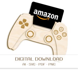 Portatarjetas de regalo para control de PlayStation SVG (archivo cortado por láser) / Plantilla de tarjeta de regalo para gamers / Descarga digital para Lasermachines