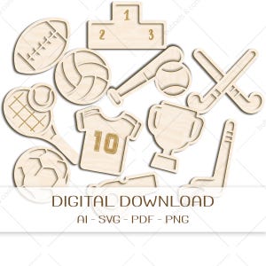 Laser Cut File mini Spieltabletts SPORTS | Ausfüllbare Formen für sensorische bin | Digitaler Download SVG