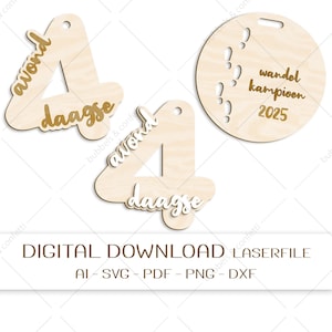 Laser File Avondvierdaagse medaille – in olandese – 3 varianti di medailles (svg, ai, pdf, png, dxf)