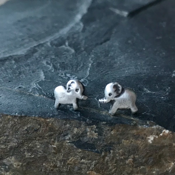 Baby elephant stud earrings, proceeds to Sheldrick Wildlife Trust, sterling silver studs