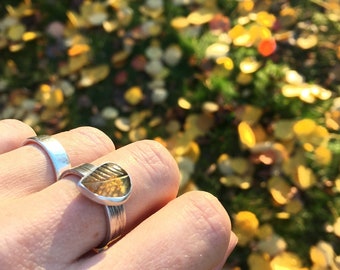 Falling Leaves ring, tourmaline ring size 8, autumn jewelry