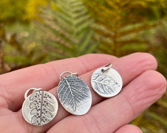 Fern and moss pendants, silver forest lover necklaces