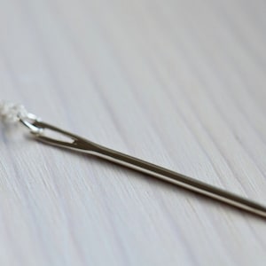 Needle charm, sterling silver sewing needle pendant with cable chain. Gifts for quilters, gift for her, seamstress, made to order necklace image 3