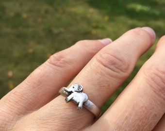 Bague d’éléphant bébé en argent, bijoux de charité, recettes de la fiducie de la faune, sauver les éléphants, bague d’animal mignon