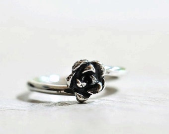 Rose ring sterling silver, made to order ring, succulent ring, silver rose ring, customizable ring