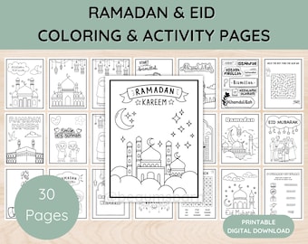 Ramadan & Eid Activity Book: Coloring Pages, Mazes (Digital Download)