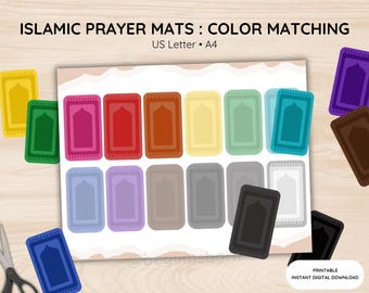 Color Matching Islamic Prayer Mats: Toddler Activity (Digital Download)