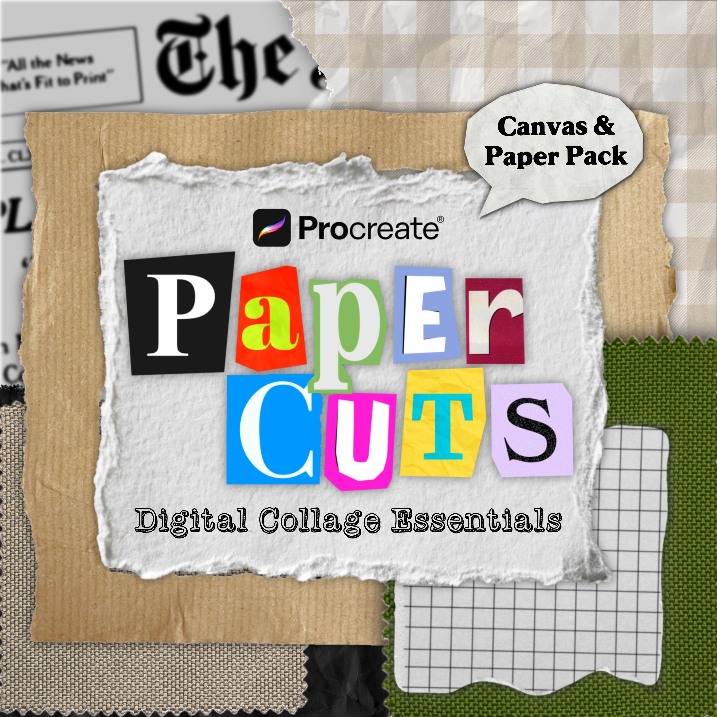 Kit de pincéis Procreate para colagem digital – Papel rasgado, fita, carimbos e texturas vintage