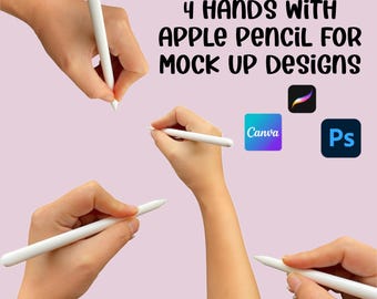 Apple Pencil Hand Mockup Set: Canva-Compatible Designer Mockups (Digital Download)