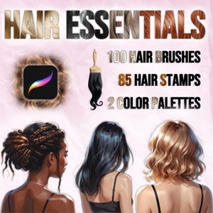 Procreate Hair Brushes: Texture Brush Set for Afro, Curly, Straight Hair