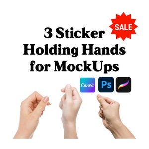 Hands Holding Sticker Mockups – Realistic for sticker mock ups use in Canvas Procreate Photoshop