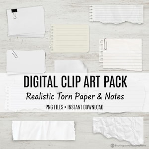 Torn Paper Clip Art Bundle:Digital Collage &  Junk Journal PNGs (Digital Download)