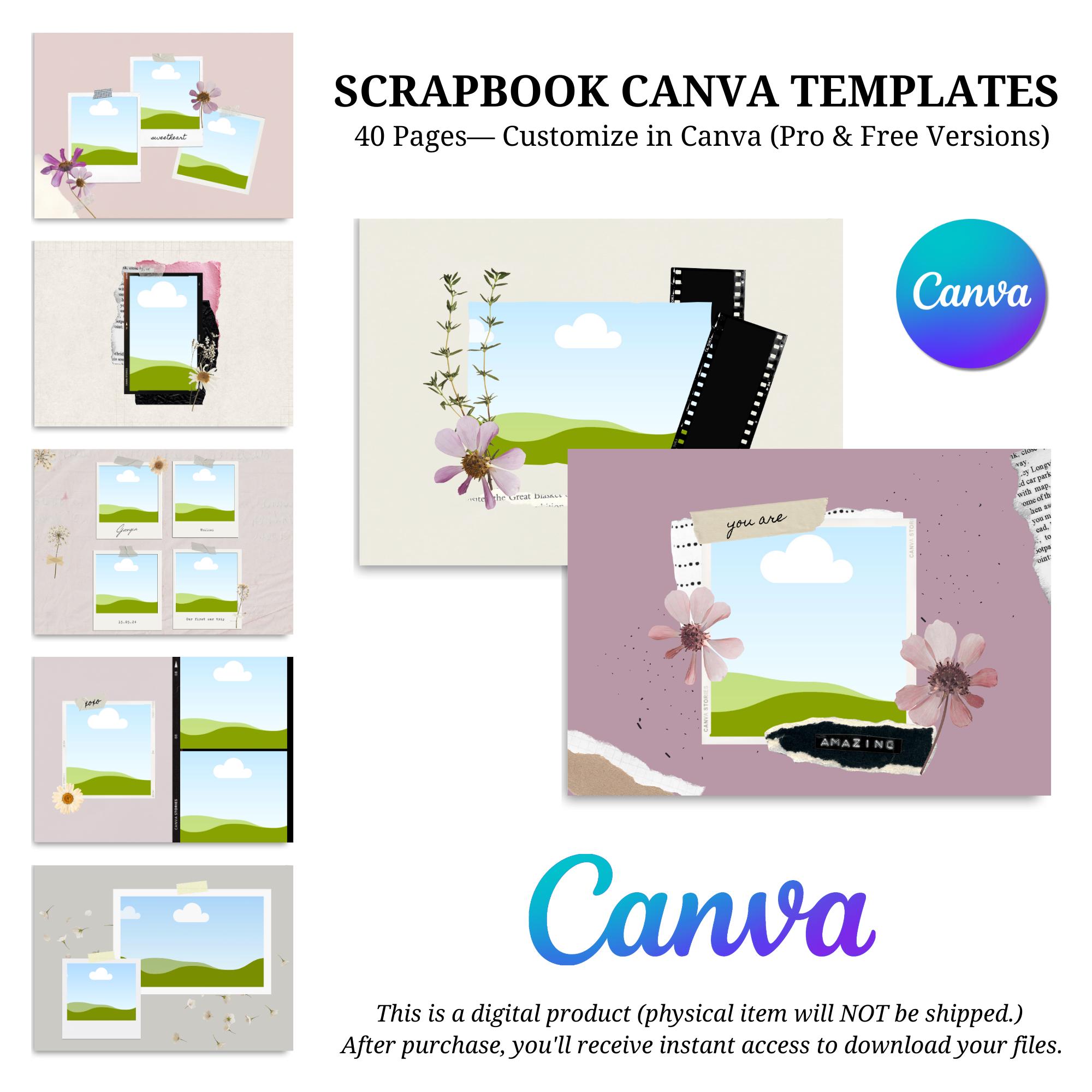 Editable Scrapbook Canva Template | Memory Book, Photo Album (digital ...
