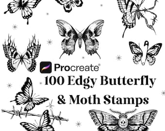 Penselen voor voortplanting van vlinders: tattoo Art Stamps (digitale download)