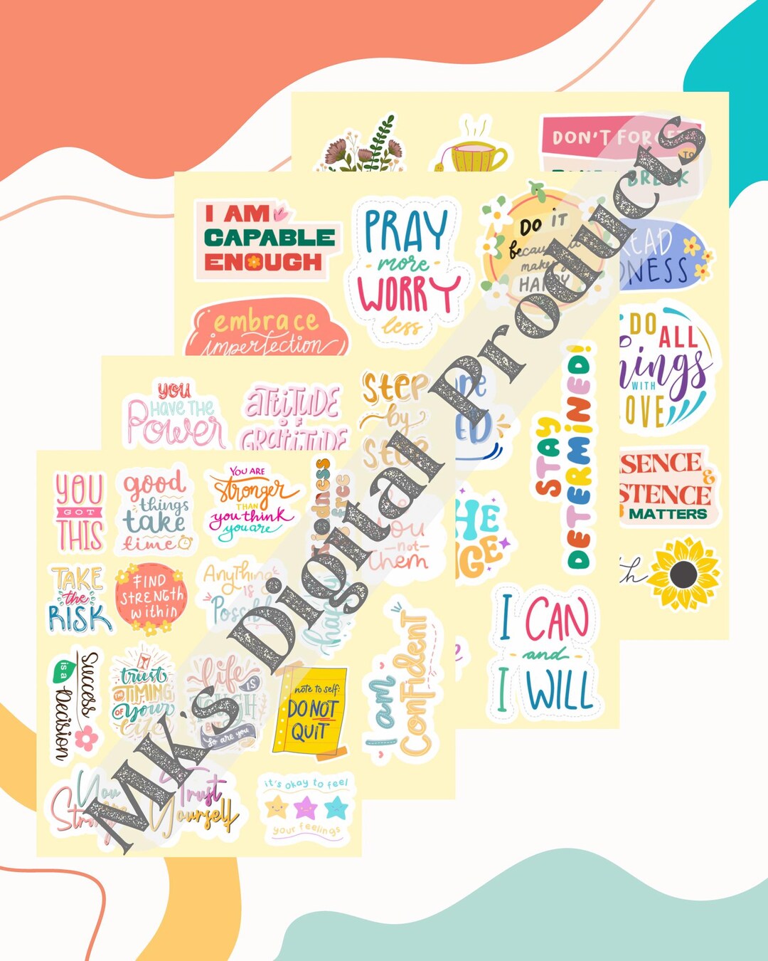 Message Design Sticker Encouraging Messages Stickers - Etsy