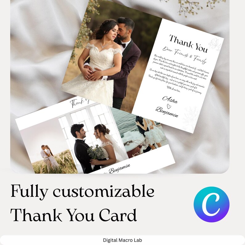 Canva Editable Thank You Card Template Double Sided, Printable Thank ...