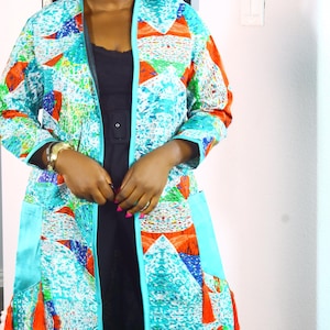 Ankara African ready-to-wear Aso oke Kimono Duster Kaftan Bubu Kaftan for women/Green High-quality women&#39;s kimono Jacket