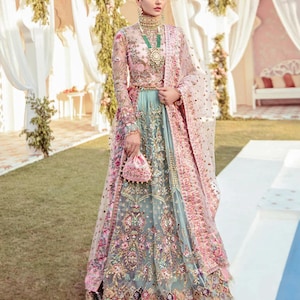 Pakistani Indian Wedding Wear Net Lehenga Choli, Designer Nikkah Mehendi Engagement Dress, Formal Maxi Dress, Guest Partywaer Outfit