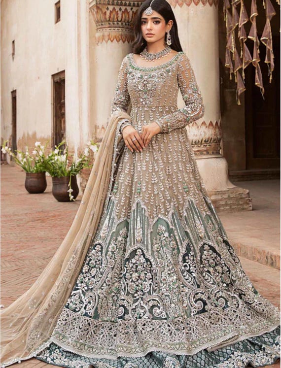 Coffee Formal Pakistani Indian Wedding Maxi With Lehenga Outfit, Designer  Nikkah Mehndi Engagement Anarkali Gown Dress, Wedding Guest Dress