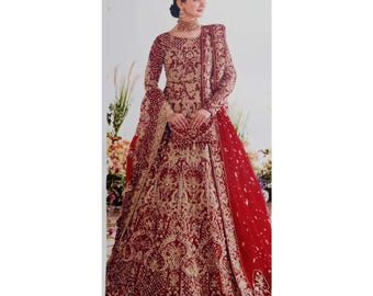 Robe longue personnalisée pakistanaise et indienne, lehenga choli de mariée pour mariage, nikah, fiançailles et réception, tenue de soirée pour invitée