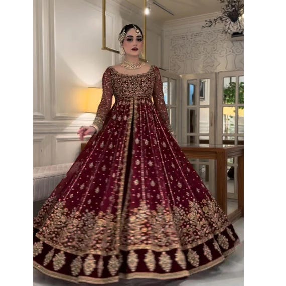Pakistani Bridal Anarkali Gown, Indian Maxi Clothes, Designer Nikkah Mehndi Engagement Party Guest Wear Salwar Kameez Outfit