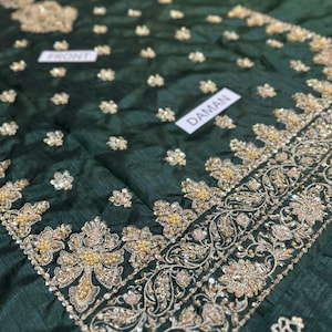 Green engagement sharara dress styled with matching jewelry – perfect for party wear or bridal shower