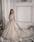 Ash White Formal Pakistani Indian wedding dresses Bridal Gown dress nikkah maxi Gown outfit Engagement embroidery cloth Guest partywear product logo