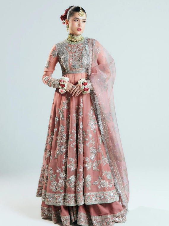 taylor swift engagement dress dupe Gray Georgette Anarkali Engagement Dresses For Women - Thread Embroidery  Work, Print Work main image 0