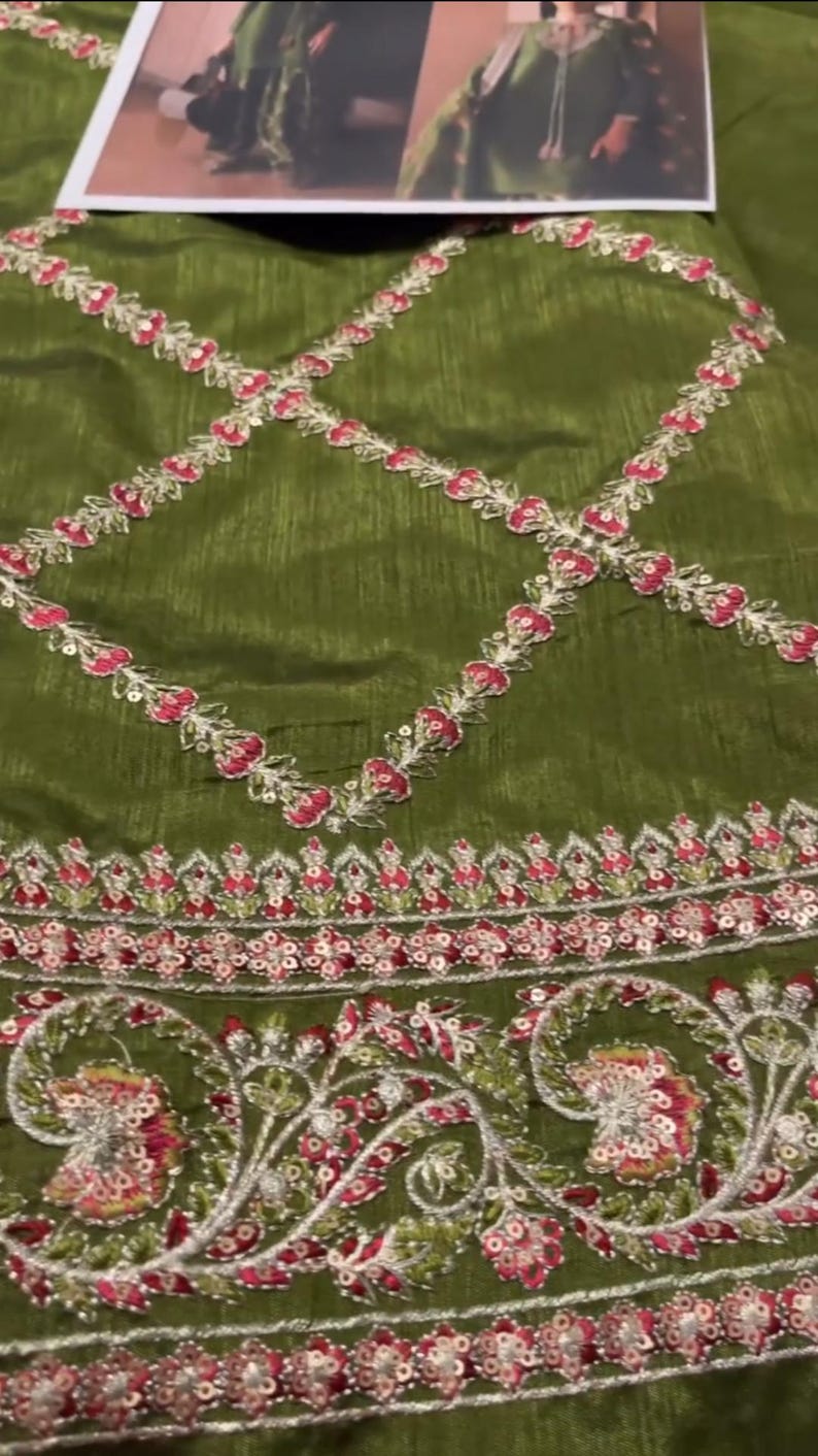 Handmade Pakistani wedding outfit farshi shalwar Mushq dresses inspired bridal suit