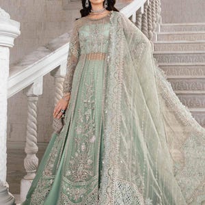 Pakistani Wedding Peshwas Gown/Maxi dress, Designer Nikkah Mehndi Engagement Outfit, Indian Anarkali Wedding Clothes, Bridesmaid Outfit