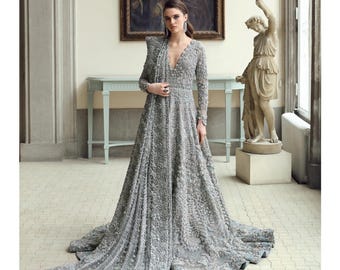 Vestido de novia Nikkah pakistaní personalizado, vestido Peshwas, trajes indios, vestido de novia Anarkali o vestido largo, traje de compromiso Mehndi de diseñador
