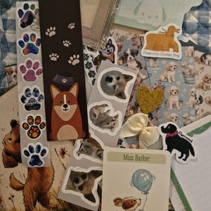 Dogs Puppies themed Paper Stickers Postcards for Scrapbooking and Journalling Kit