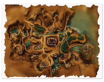 Gothic 1 Fantasy Map Poster – Valley of Mines, Old Camp (Retro RPG Art)