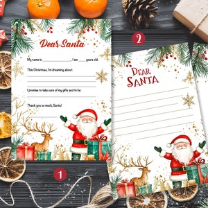 Carta a Papá Noel / Plantilla de carta a Papá Noel / Cartas imprimibles a Papá Noel / Carta infantil a Papá Noel