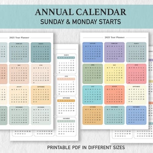 Colorful 2025 Yearly Calendar: Printable Portrait Planner (Digital Download)