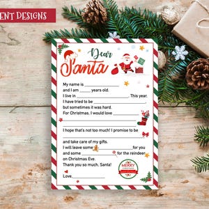 Carta a Papá Noel / Plantilla de carta a Papá Noel / Cartas imprimibles a Papá Noel / Carta infantil a Papá Noel
