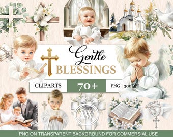 Baby Boy Baptism Clipart: Christening Communion PNG (Digital Download)