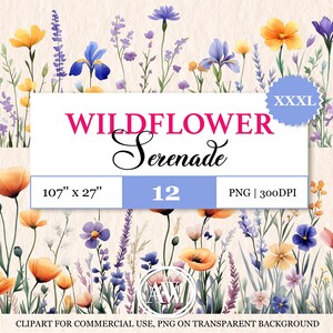 XXXL aquarel bloem clipart | PNG-afbeeldingen voor scrapbooking, bruiloftsclips en bloempatronen | Clipart-bloemen voor creatieve projecten