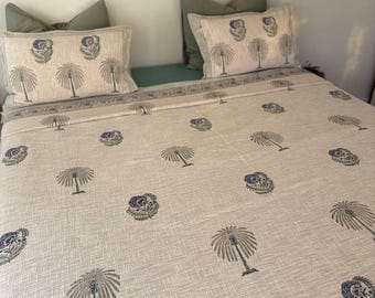 Handcrafted Block Printed Cotton Bed Cover – King Size (275 x 275 cm) | With 2 Pillow Covers