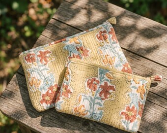 Hand Block Printed Cosmetic/Travel Pouch