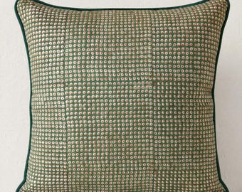 Hand Block Print Cotton Cushion Cover - 50x50 cm | Medusa caviar Indian Throw Pillow