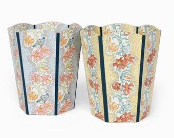 Handblock Printed Scalloped Paper Basket | Recycled Cotton Paper | Jaipur Art