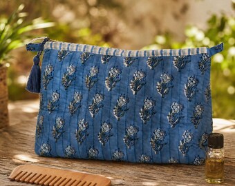 Hand Block Printed Cosmetic/Travel Pouches: JAL