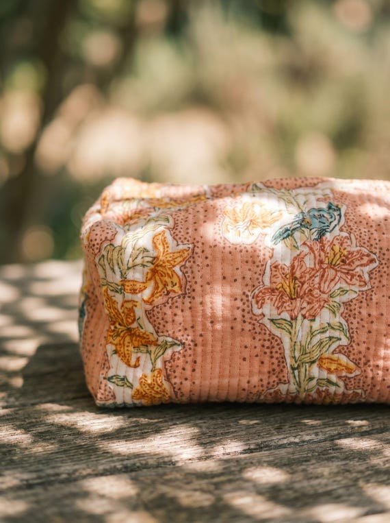 Hand Block Printed Cosmetic/Travel Bag